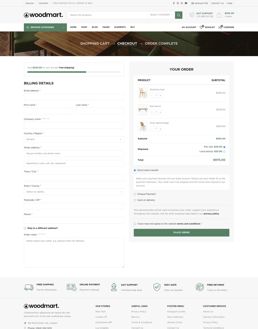 Retail 2 Checkout page