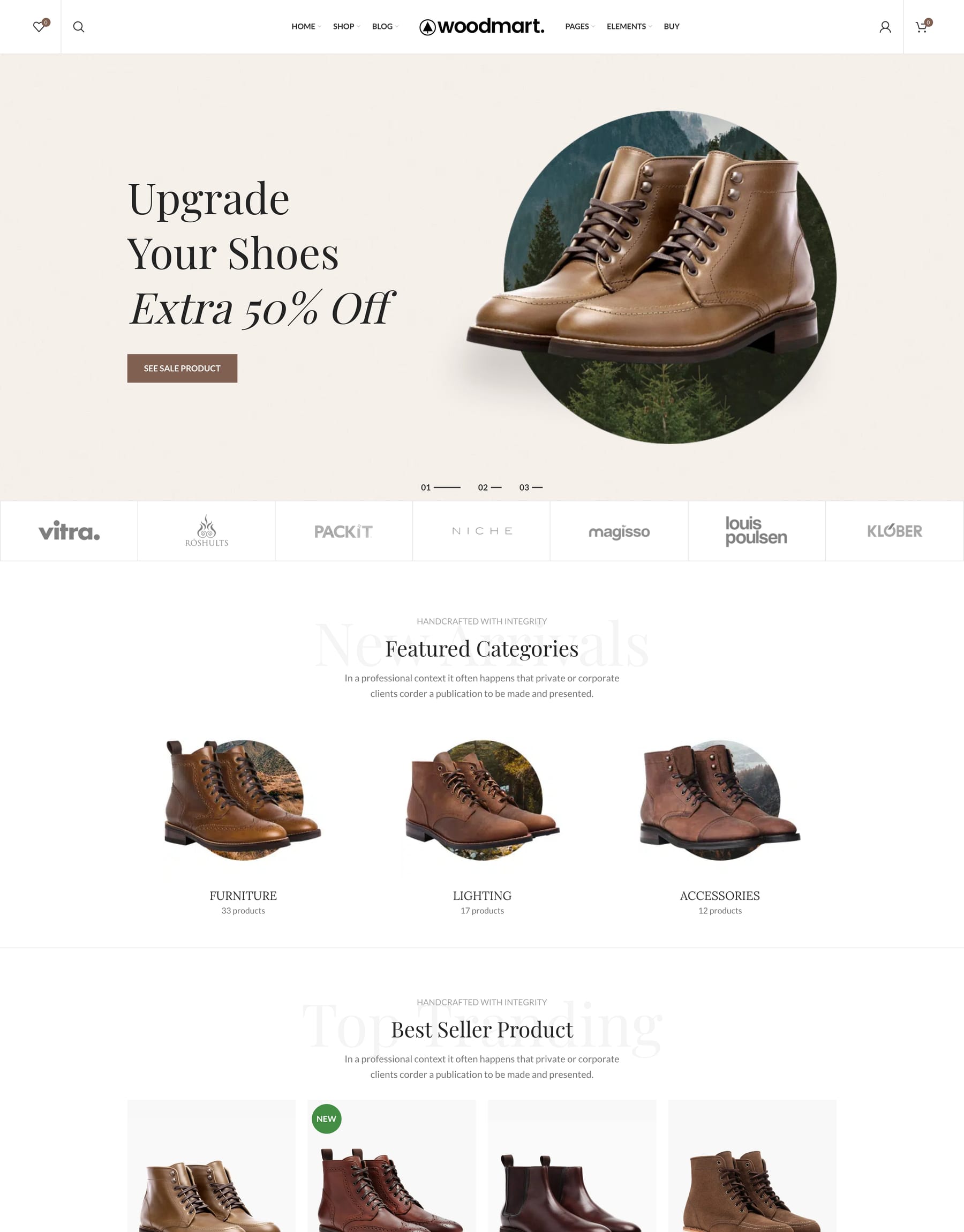 Shoes demo home page: Shoe store WooCommerce theme