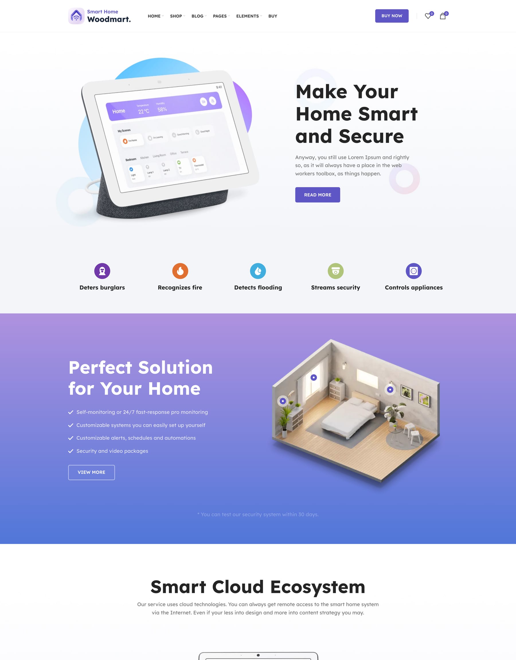 Smart Home demo home page: Smart home WooCommerce theme
