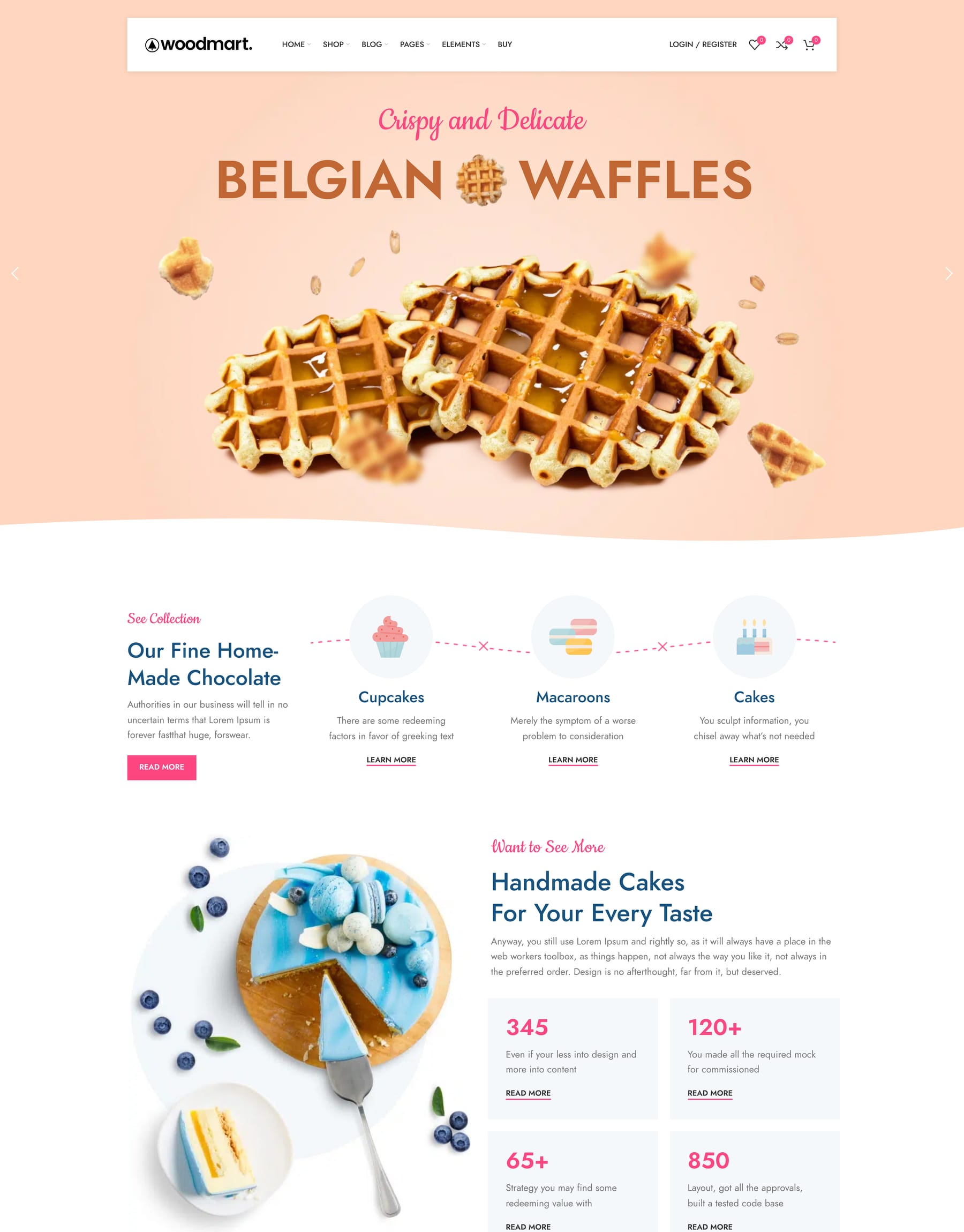 Bakery demo home page: Bakery WooCommerce theme