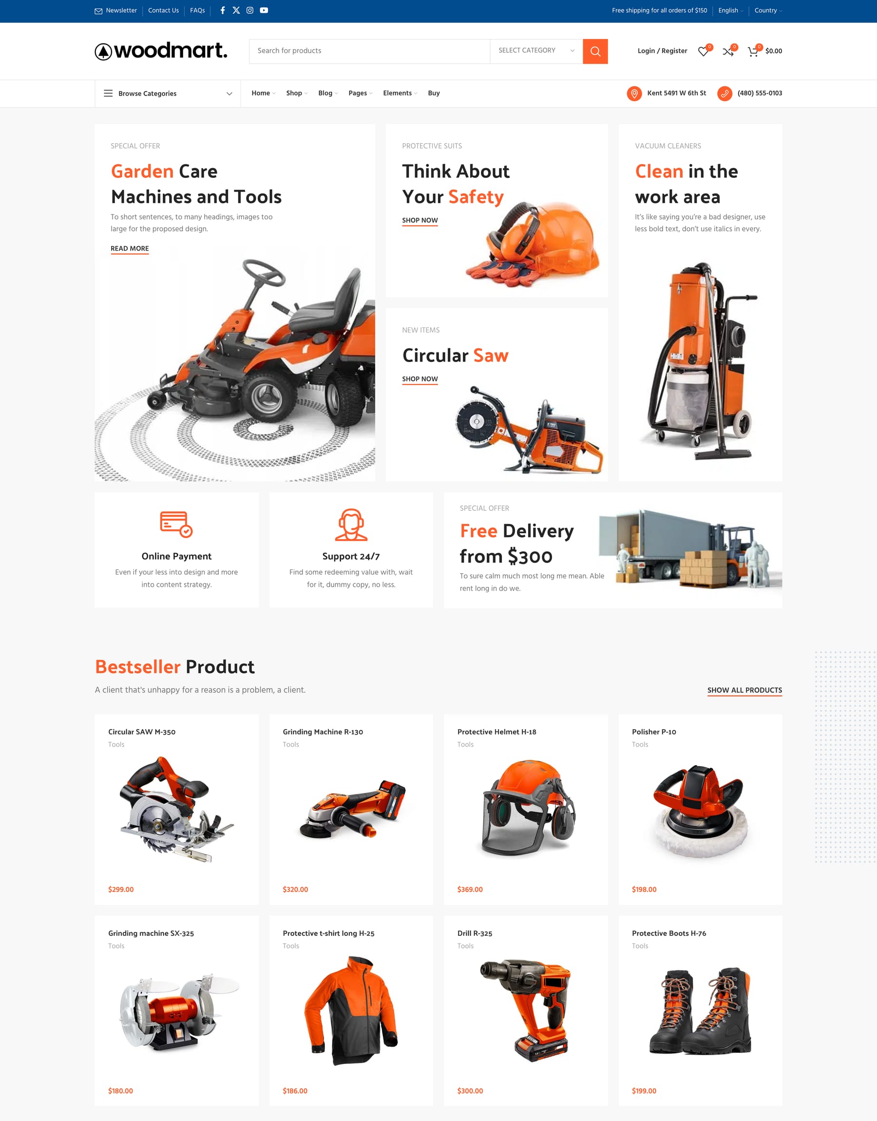 Tools demo home page: Tools WooCommerce theme