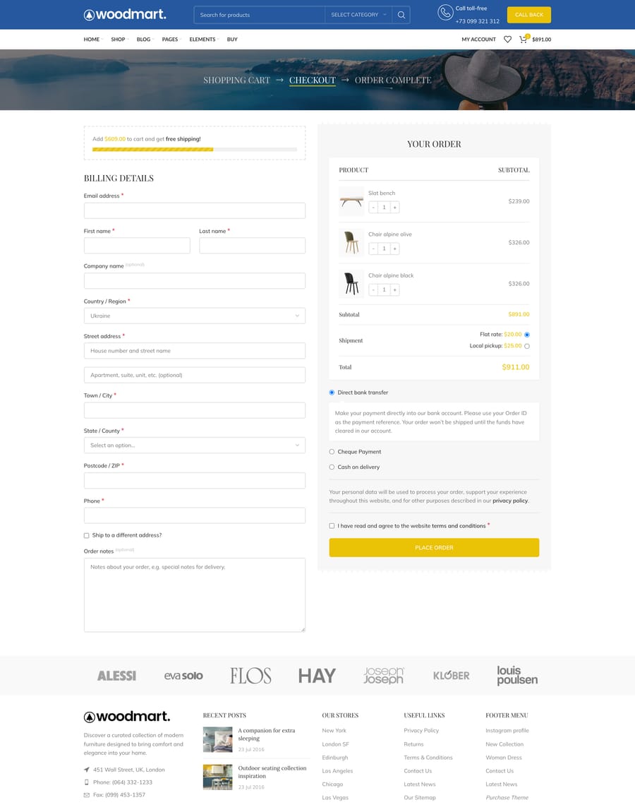 Travel Checkout page
