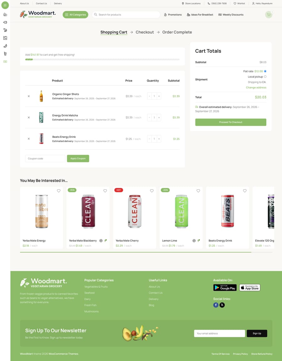 Vegetables Cart page