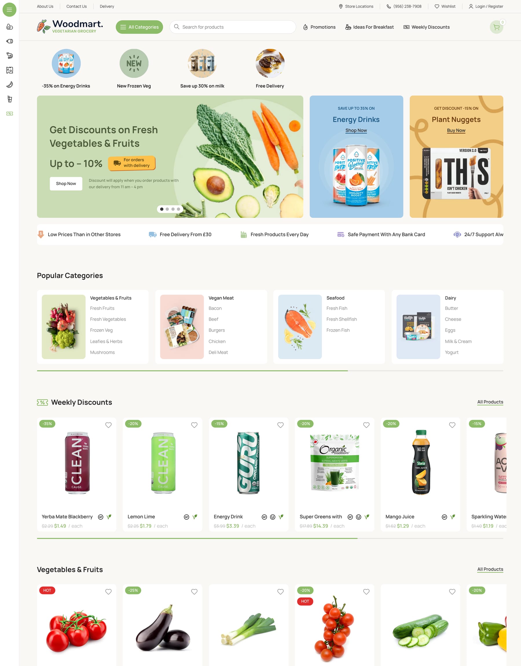 Vegetables demo home page: Vegetable shop WooCommerce theme