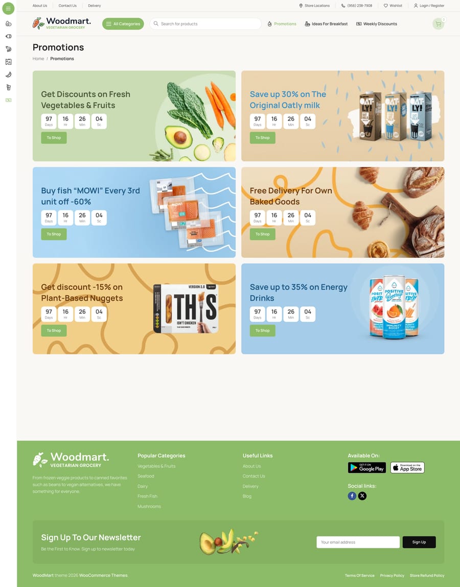 Vegetables Promotions page