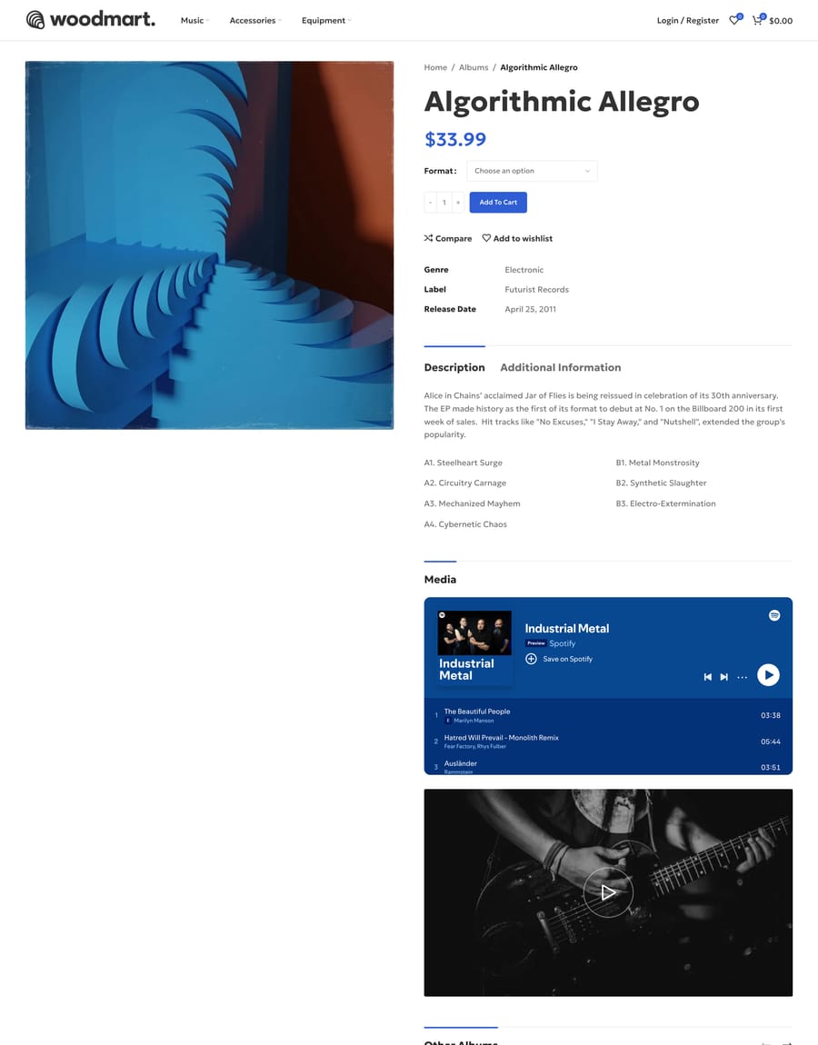 Vinyls Product page