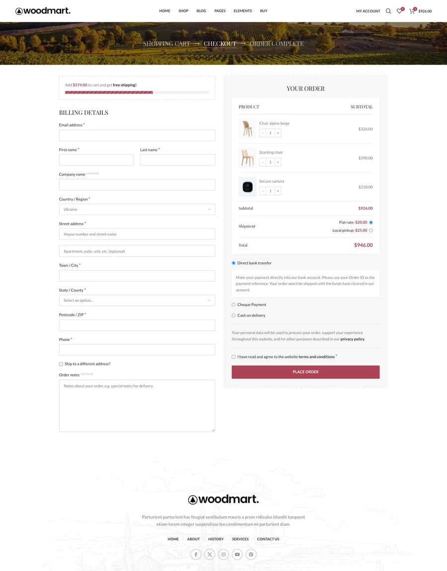 Wine Checkout page