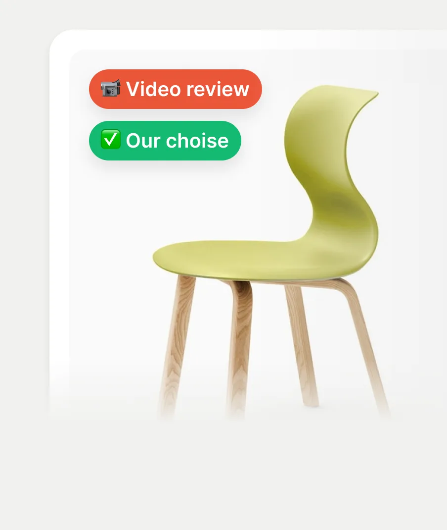 Chair product with Video review and Our choice labels