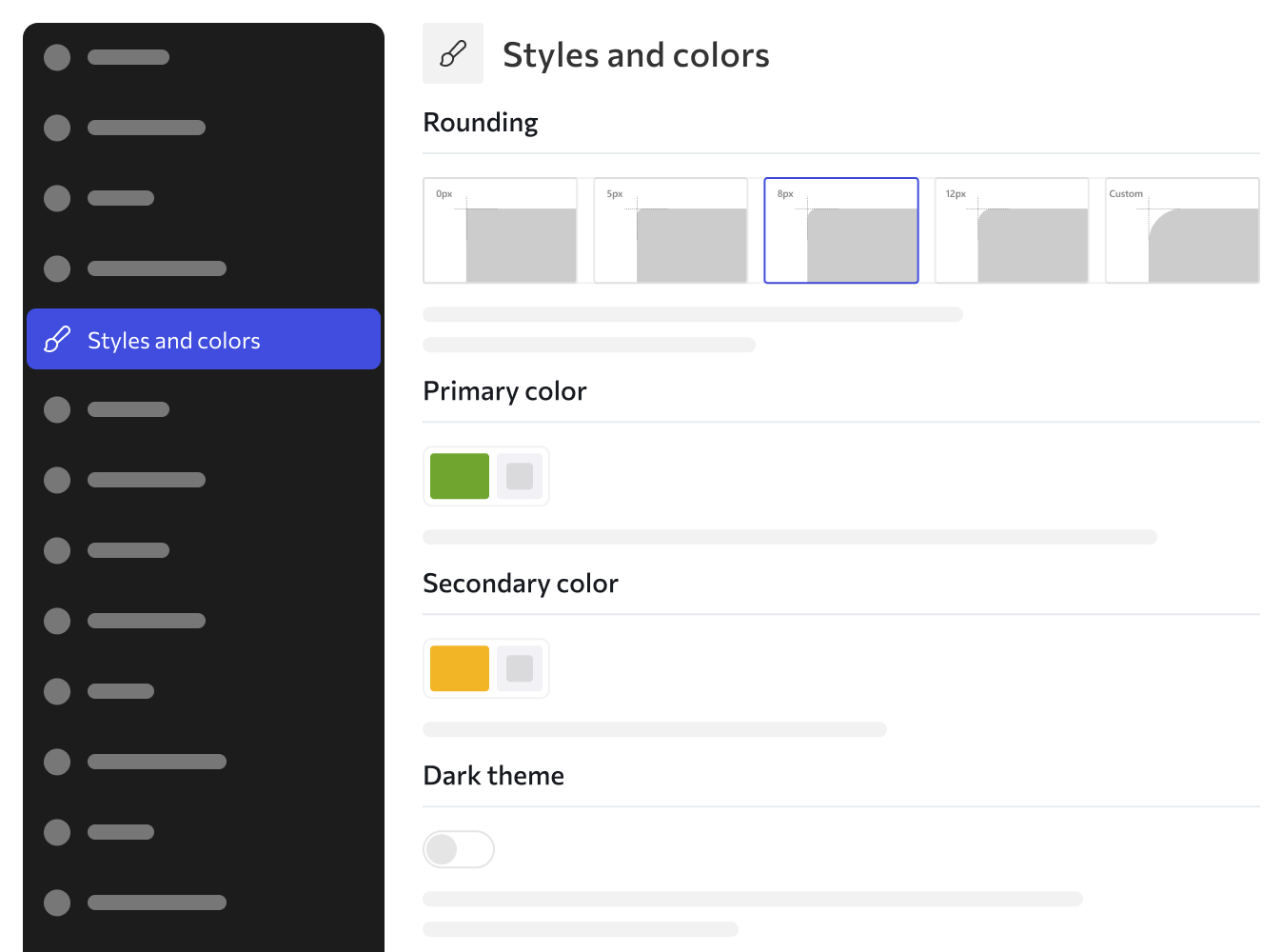 WoodMart theme settings with global styles and colors